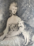 Рама литографиф девушка, собака 33х41 см до 1917 г, фото №3