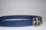 Ремень мужской синий "Королевская лилия" премиум качество - Италия, фото №12