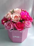 Kwiaty mydlane, bukiet róż mydlanych, kompozycja kwiaty mydła 'Róże i Kamelia', numer zdjęcia 2