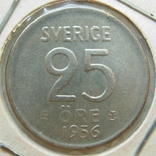 Швеция 25 эре 1956 серебро, фото №2