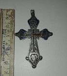 Нательный крест в эмалях, серебро 84., фото №4