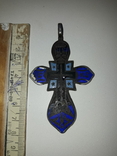 Нательный крест в эмалях, серебро 84. 3, фото №3