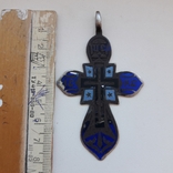 Нательный крест в эмалях, серебро 84. 3, фото №2