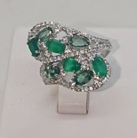Серебренное Кольцо каблучка зелёный Агат Фианит серебро 9 2 5, фото №2
