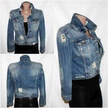 Короткий джинсовый жакет куртка рваный джинс синий Zara M-XL, фото №4