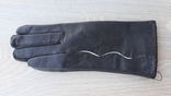 Женские черные демисезонные кожаные перчатки, photo number 2