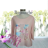 Bonmarche Пижамный красивый хлопковый верх рукав в 3/4 св розовый с рисунком 24, numer zdjęcia 2