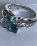 Серебряное кольцо с голубыми топазами, фото №3