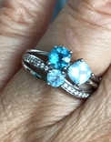 Серебряное кольцо с голубыми топазами, фото №4