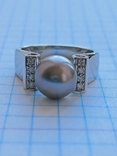 Золотое кольцо с жемчугом и бриллиантами, фото №8