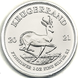 1 Крюгерранд (Krugerrand). 2021. Южная Африка (серебро 9999, вес 31,1 г), фото №4
