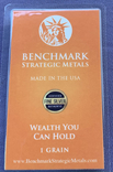 Слиток серебра 999 пробы США USA 1 гран с сертификатом подлинности, фото №3