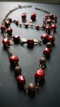 Набор ожерелье и серёжки бронзовые с кораллами Ручная Работа, фото №3