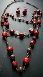 Набор ожерелье и серёжки бронзовые с кораллами Ручная Работа, фото №2