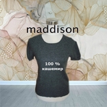 Maddison Кашемировый женский теплый свитер короткий рукав графит меланж М/L, фото №2