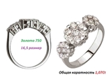 Кольцо Бриллиантовый венок бриллианты на 1,07Ct золото 750 16,5р, фото №8