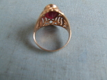 Золотое кольцо женское с рубином 583 проба 18 раз. вес 5.54 гр. 6МП Страна СССР, фото №4