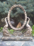 Антикварная Рамка рама для зеркала, фотографии серебрение Слоны тяжелый металл Франци, фото №2