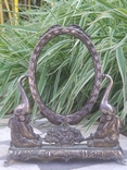 Антикварная Рамка рама для зеркала, фотографии серебрение Слоны тяжелый металл Франци, фото №7