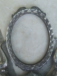 Антикварная Рамка рама для зеркала, фотографии серебрение Слоны тяжелый металл Франци, фото №8