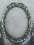 Антикварная Рамка рама для зеркала, фотографии серебрение Слоны тяжелый металл Франци, фото №9