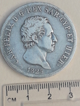 5 лир, Сардиния, 1825 г., L, Карл Феликс, серебро 0.900, 24,57 гр., фото №2