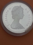 1 доллар, Канада, 1986 г., 100 лет городу Ванкувер, серебро 0.500, 23.32 гр., фото №2