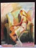Картина І. Сіра Сіра дівчина в кріслі оголена олія, полотно, фото №2