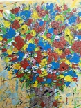 Картина, картон, акрил, натюрморт Цветы. 40 х 30 см., фото №4