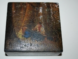 Лаковая миниатюра, 30/40-e года, Птицелов, кракелюр, Холуй/авторская - 12х12х5 см., фото №2