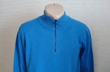 Кашемировый Итальянский шикарный мужской свитер на замке лазурного цвета 48/50, фото №4