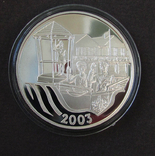 2003 Бермудские острова Серебро, 5 долларов 'Золотой юбилей' m29, фото №2