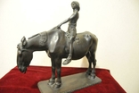 Bronze old author's subject sculpture Horseman v.A. BRANSTETTER 19th century, photo number 2