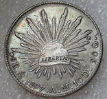 8 реалов 1897 г. Мо АМ, Мексика, серебро, фото №3
