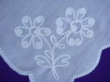 Носовой платок белый, вышивка, фестончатые края., фото №6