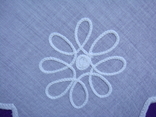 Носовой платок белый вышивка Цветок, фестончатые края., фото №5