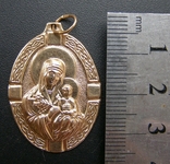 Золота підвіска-іконка Божа Мати, 585, фото №4