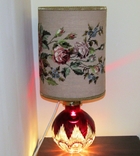 Antique lamp 62 cm. colored crystal Nachtmann hand embroidery cut Germany, photo number 2