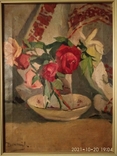 Бокшай Й.Й. Натюрморт с розами размер 31-22.6 см холст,масло 1918-1920 годы, фото №3