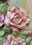 Обьемная картина в деревянной раме "розовый букет с ягодами" скульптурная живопись, photo number 4