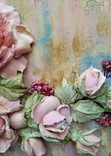 Обьемная картина в деревянной раме "розовый букет с ягодами" скульптурная живопись, фото №6