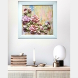 Обьемная картина в деревянной раме "розовый букет с ягодами" скульптурная живопись, фото №10