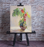 Painting "Physalis", canvas on cardboard, 30x40, still life, bouquet., photo number 3