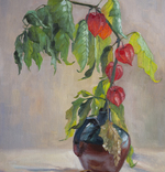 Painting "Physalis", canvas on cardboard, 30x40, still life, bouquet., photo number 4