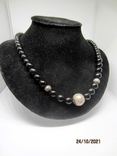 Antique necklace beads made of onyx and silver 925, photo number 4