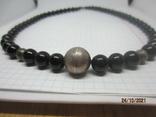 Antique necklace beads made of onyx and silver 925, photo number 6