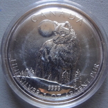 5 долларов 2011 Канада Волк унция серебро (О.2.21), фото №2