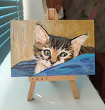 "Котик" картина акрилом на двп 10х15 см, фото №3