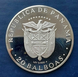 Серебряная монета 20 бальбоа, Панама 1982 г. "Васко Нуньес де Бальбоа", фото №3