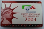 США годовой набор 2004, 10 монет Proof,серебро,сертификат, фото №2